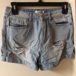 High waisted ripped jeans shorts